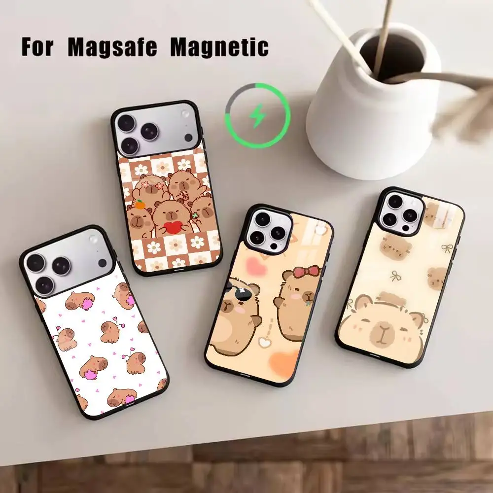 

Cute K-Kawaii Capybara Phone Case For iPhone17,16,15,14,13,12,11 Plus,Pro Magnetic with Magsafe Wireless Charging