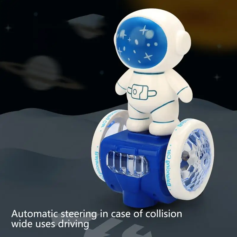 Luz brilhante brinquedo elétrico astronauta equilíbrio carro música brinquedo movimento ativado light-up carro para criança luz colorida imprensa & ir