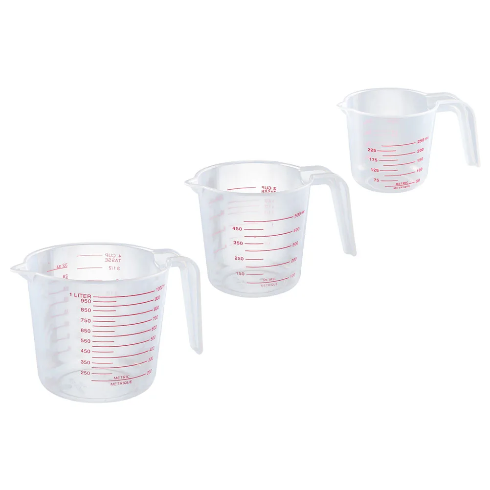 

3 Pcs Baking Measuring Cup Set Transparent Cups Liquid Measure Kitchen Supplies Graceful Arc Compact Lightweight