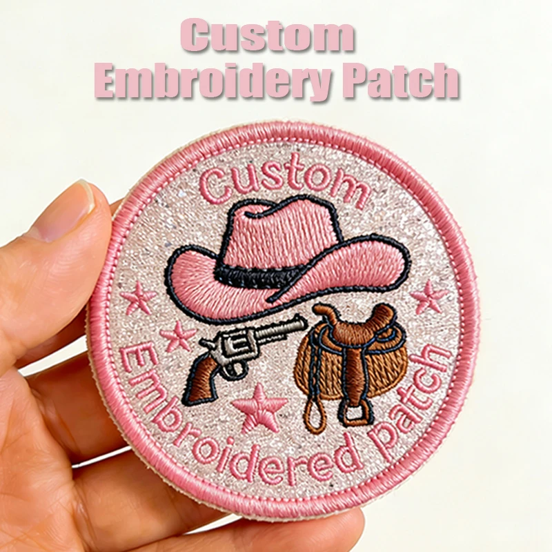 Op maat gemaakte western cowgirl cowboy geborduurde patches strijkpatches voor kleding, ontwerp uw eigen logo patroon patch partner DIY