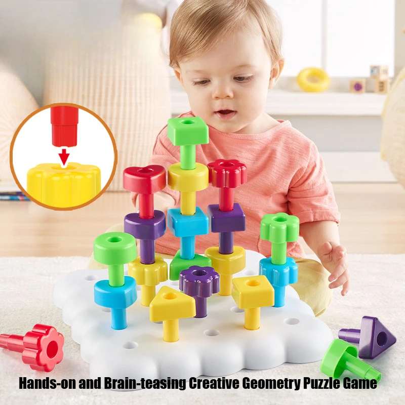 Blocs de construction géométriques pour enfants, jouets, engrenages rotatifs, jeu de société, jeu de cordage, exercice de forme, reconnaissance des couleurs, cadeaux