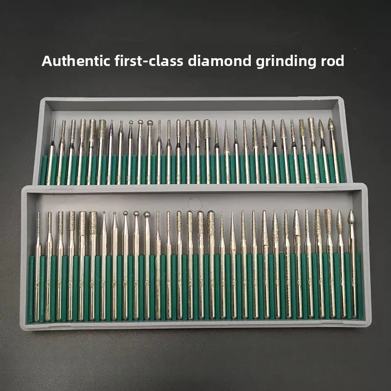 3mm Shank Diamond Grinding Burrs Kit / Diamond Carving Needle Bit / Jade Gem Jewelry Engraving Polishing Rotary Tool