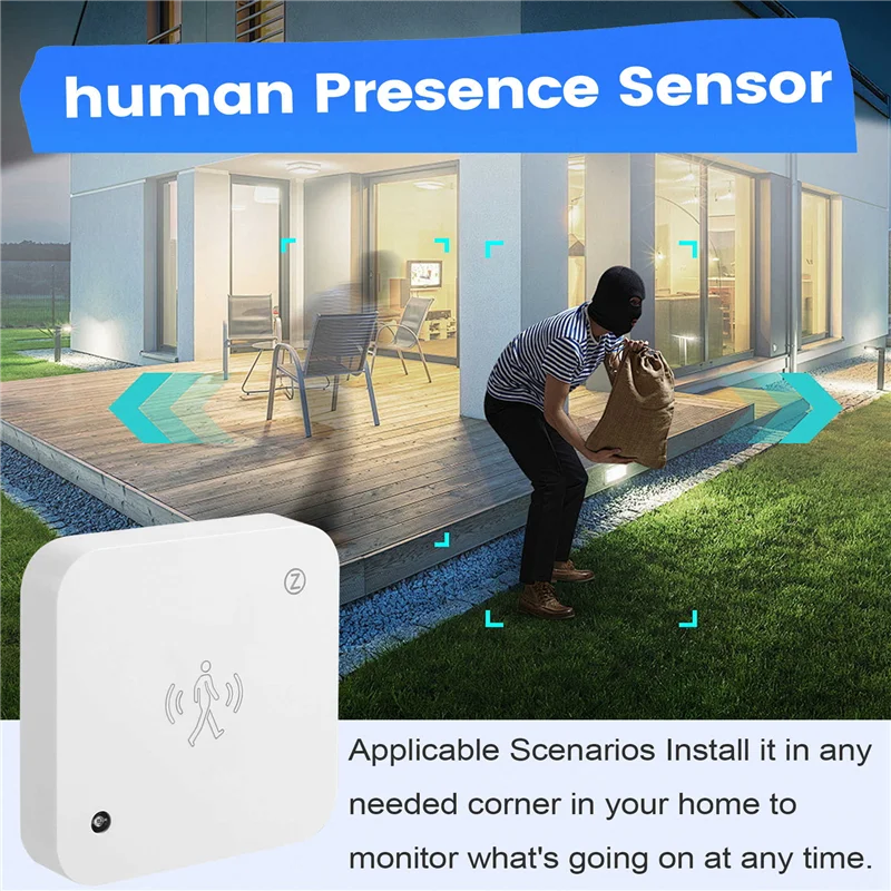 

B30C-Tuya Zigbee Умный датчик присутствия человека Датчик движения без движения Датчик яркости Проводной дизайн Уведомление через приложение