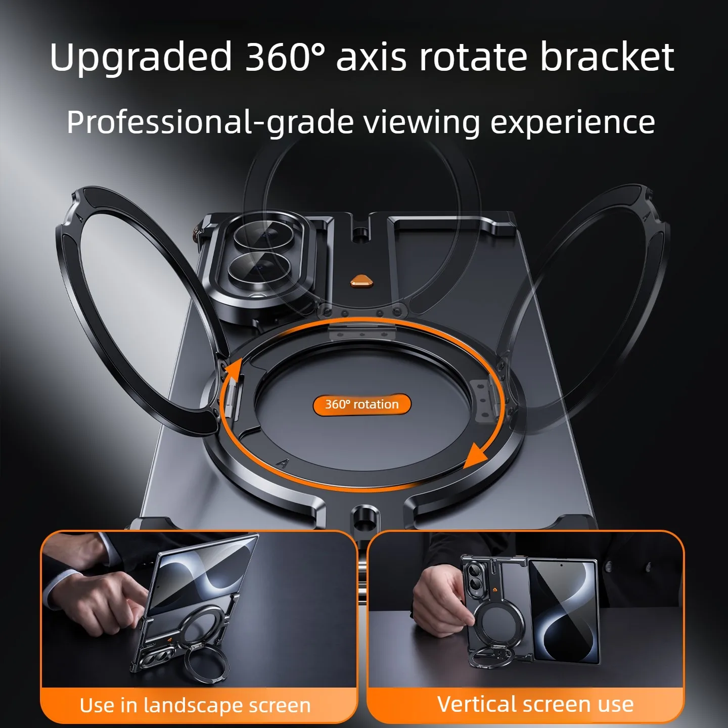 Eary Frame Metallhüllen für Samsung Galaxy Z Fold 8 mit 360-Grad-Ständer ° Drehbarer Griff-Ständer Aluminium Slim Bumper Stoßfeste Handyhülle – Detail 5