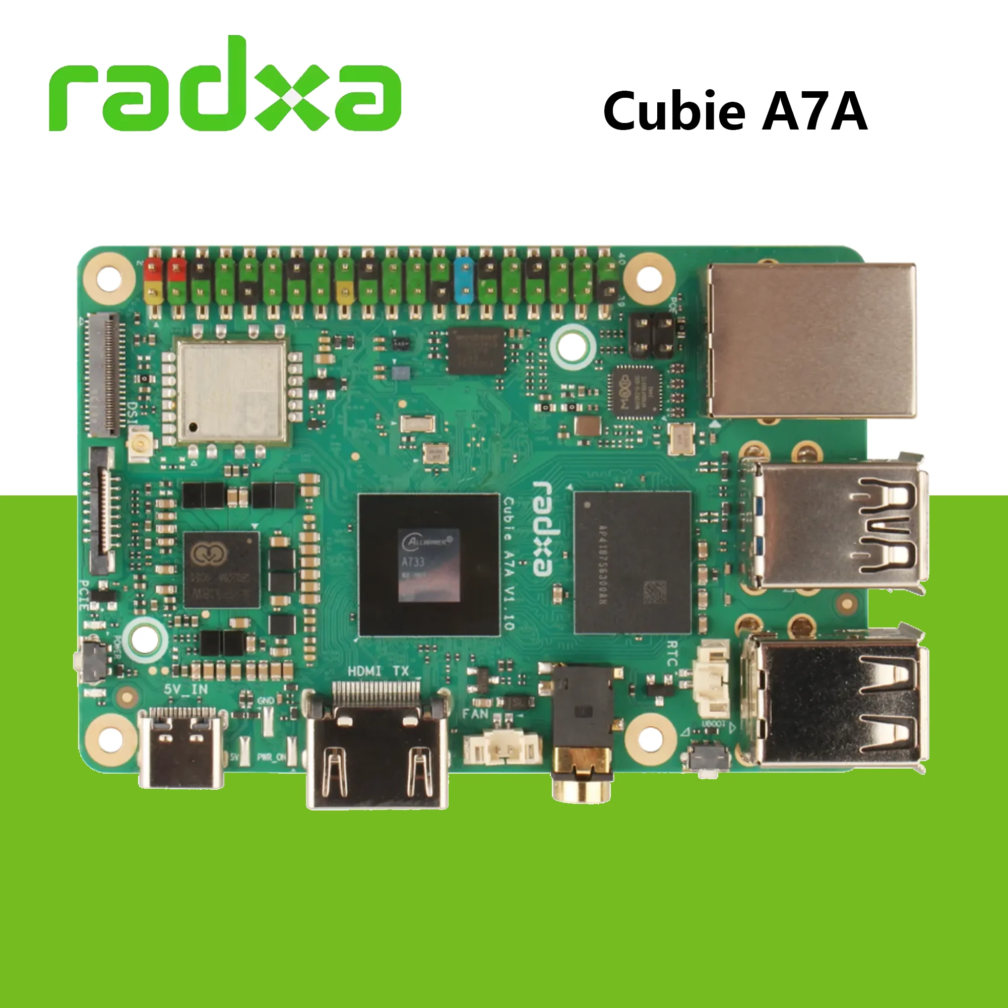 

Одноплатный компьютер Radxa Cubie A7A Allwinner A733 Soc Дополнительная LPDDR5 RAM 3TOPS NPU Suppoet NVMe SSD и POE WiFi 6/BT 5.4
