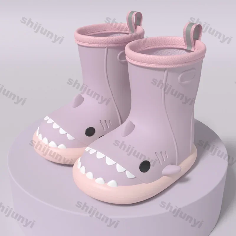Children Rain Boots Boys Girl Non-slip Outdoor Cute Cartoon Shark Rain Boots for Kids Outdoor Waterproof Shoes Rubber Water Boot