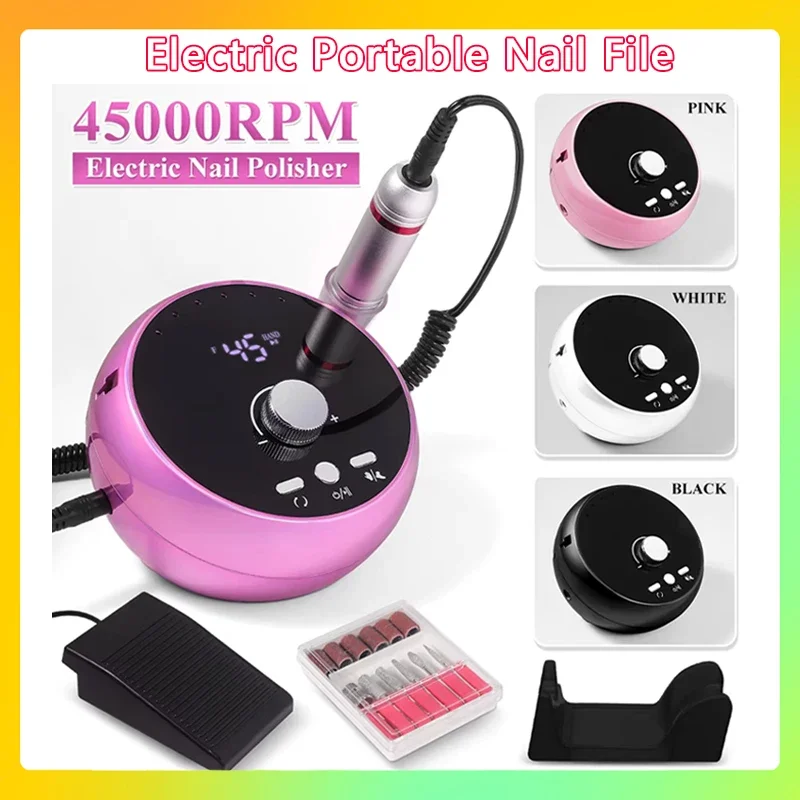 

Белый, розовый, фиолетовый, шлифовальная машина для ногтей, гель для удаления кутикулы, профессиональная маникюрная дрель, 45000 об/мин, электрическая дрель для ногтей