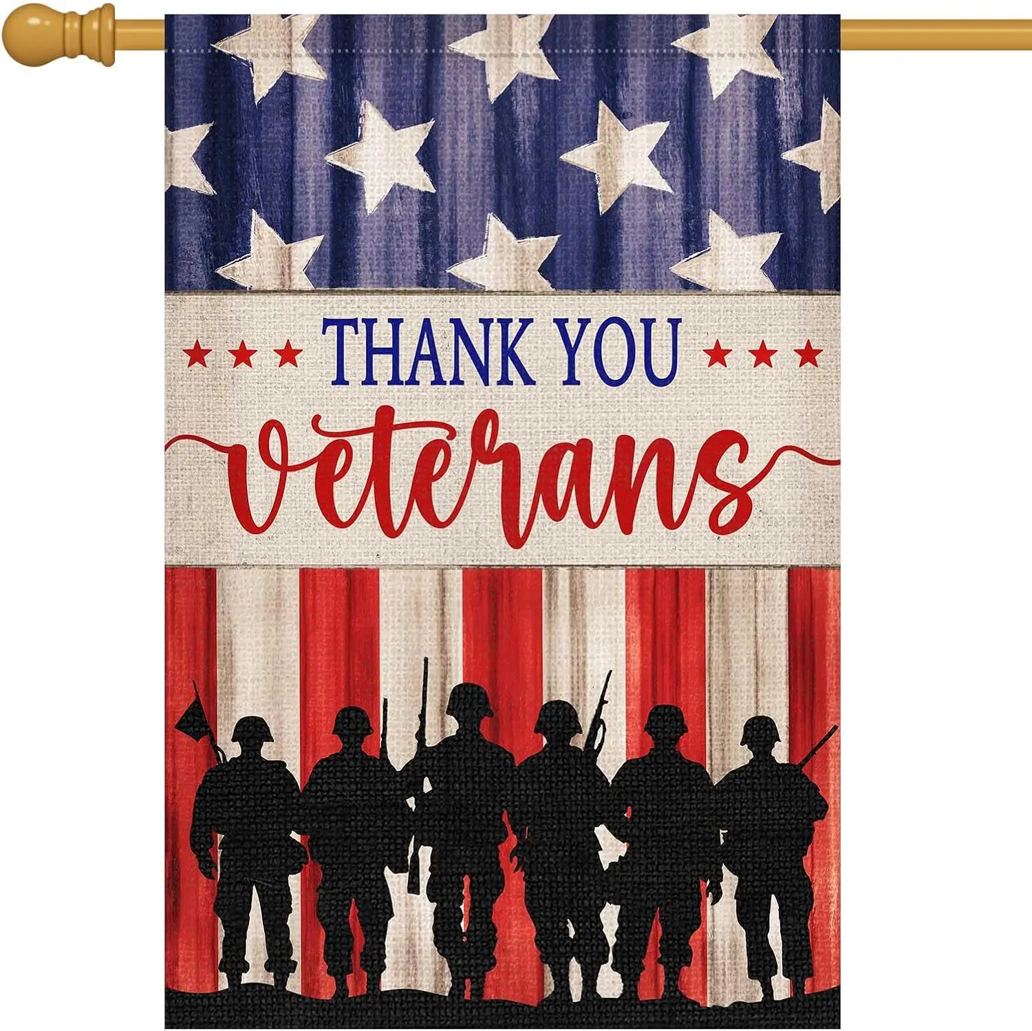 Louise Maelys Veterans Day Garden Flag Patriotic 28x40 Inch Thank You Veterans Double Sided Stars and Stripes Large Burlap Y GGX