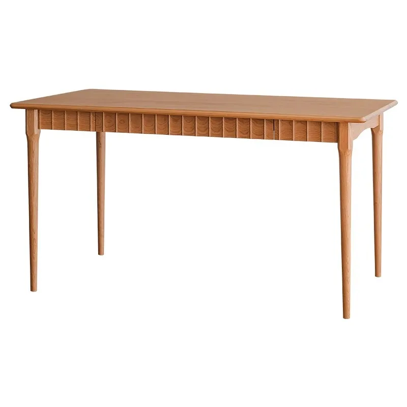 

Cherry wood dining table and chair combination Nordic simple household small apartment with drawers log table