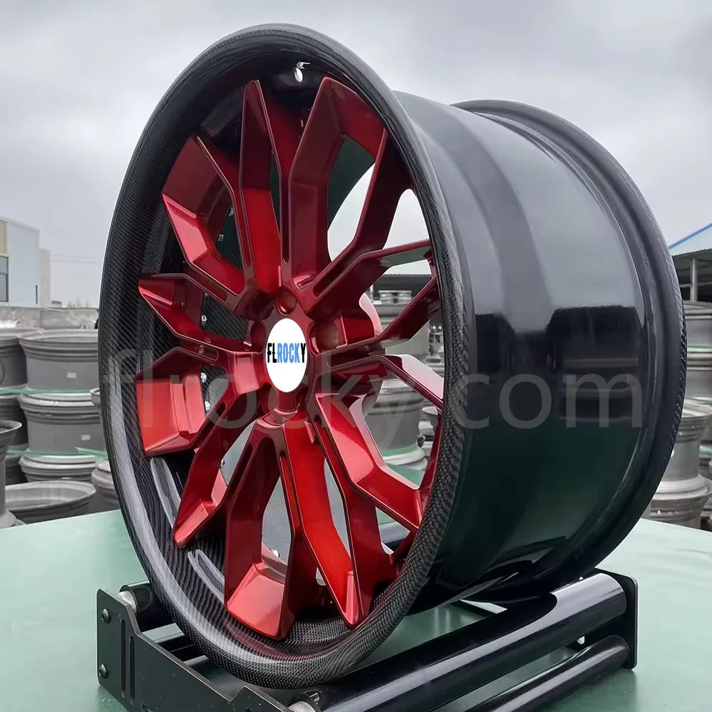 Flrocky Black and Red Carbon Fiber Wheel Suitable for  S8RS7 Mustang GTR  GT - Image 2