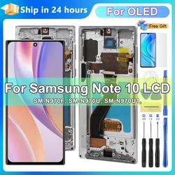 AMOLED Note 10 Display For Samsung Galaxy Note 10 N970F N970 N9700 LCD With Frame Touch Screen Digitizer Assembly Replacement