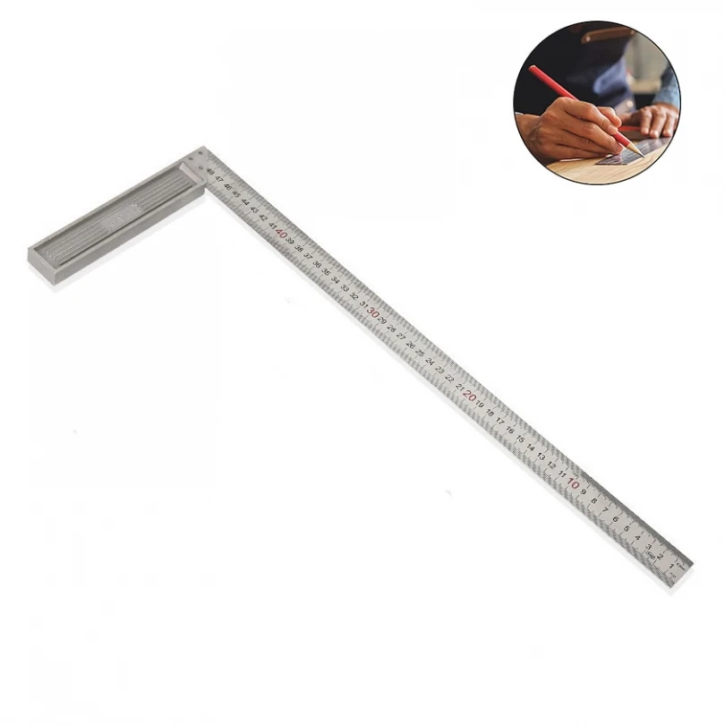 500mm / 19.7 Inch Right Angle Stainless Steel Angle Ruler with Thickened Handle Angle Rulers Measuring Tools