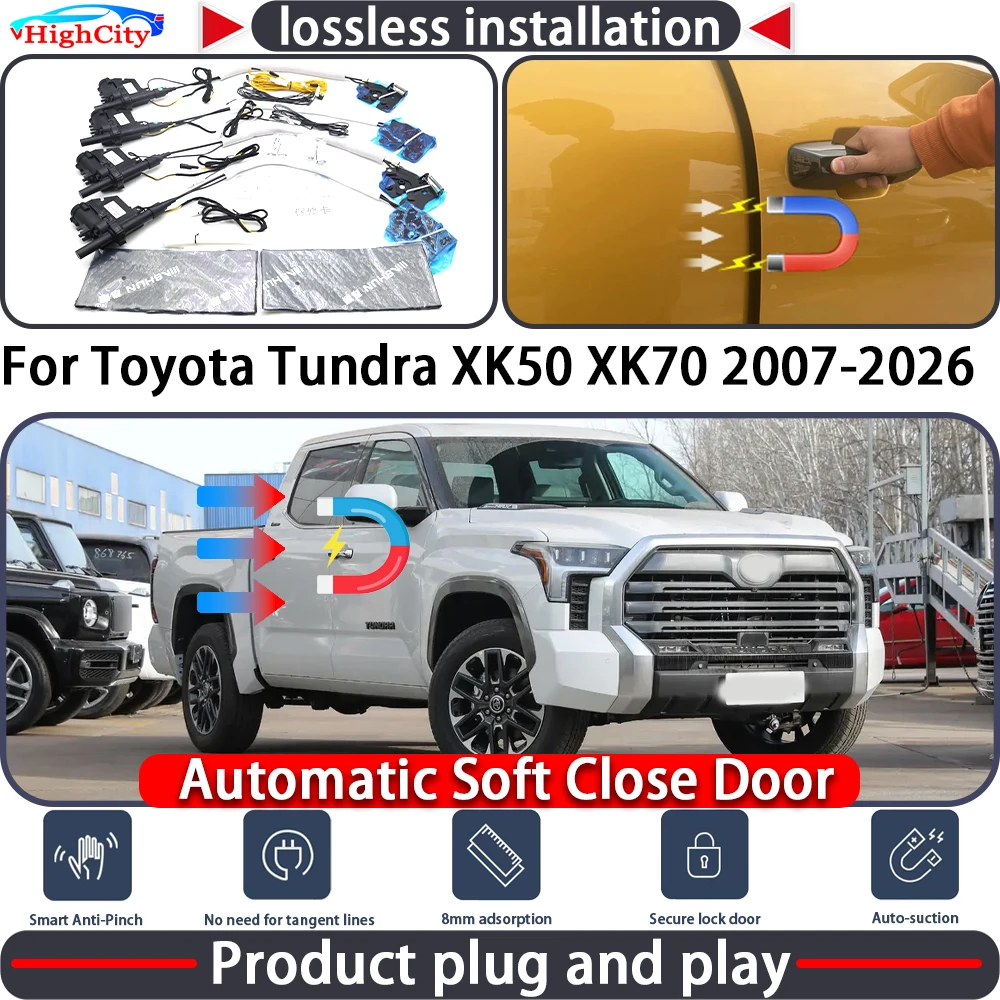 

HighCity Closing Door Lock Actuator for Toyota Tundra XK50 XK70 2007-2026 Soft Close Power Latch System Auto Pull Door Kit