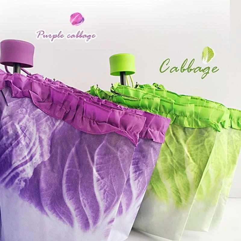 Korean version of cute red cabbage umbrella, folding sunscreen parasol, male and female umbrellas for both weather and rain