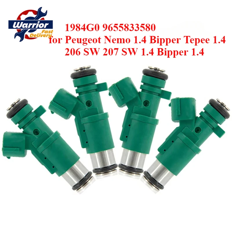 4Pcs Brand New High Quality Car Fuel Injector 01F023 1984G0 9655833580 01F-023 348002 for Citroen C3 Peugeot 206 Fuel Injector