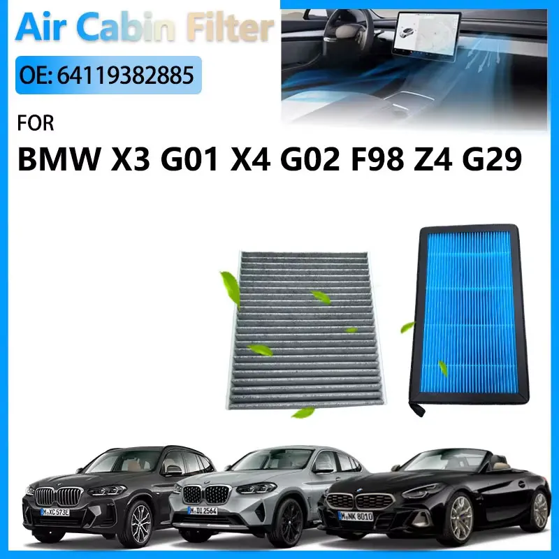 

HEPA фильтр салона кондиционера для BMW X3 G01 для BMW X4 G02 F98 для BMW Z4 Roadster G29 аксессуары 64119382885 64119382886