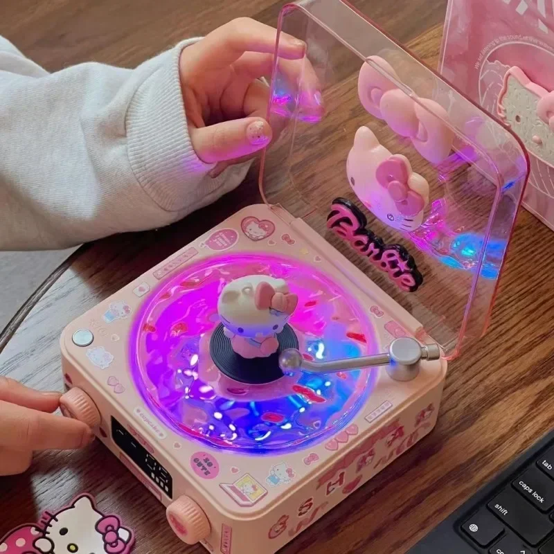 Altavoz Bluetooth Hello Kitty Kawaii Lilo y Stitch, accesorios de Anime, luz RGB portátil, decoración de escritorio, regalo de vacaciones para niñas