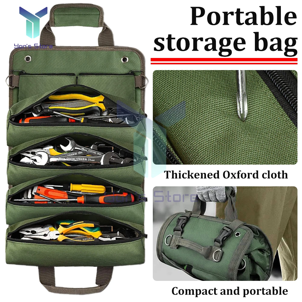 Multi-Purpose Hardware Tool Bag Professional Multi-Pocket Rolled Portable Storage Bag Rolled Waterproof Storage Wrench Bag