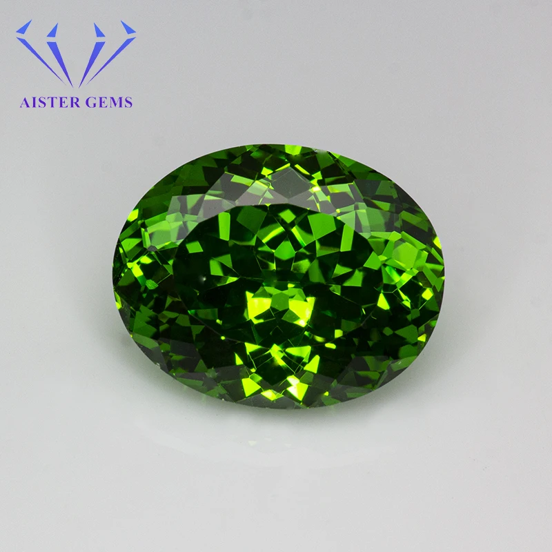 Green Oval 100 Faceted Cut Cubic Zirconia Lab Zircon CZ 4K Cutting 5A+ Quality for Jewelry Making