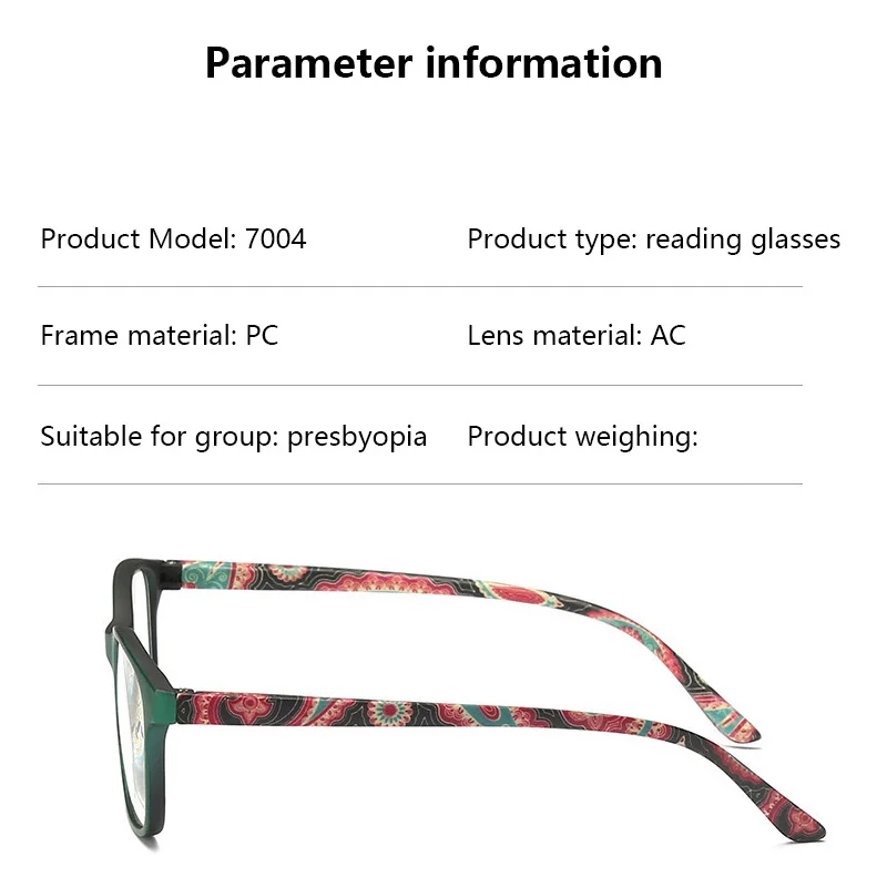 Women Fashion Reading Glasses Female Blue Light Flower Print Magnifying Presbyopic Eyewear Resin Read Eyeglasses +1.0 To +4.0