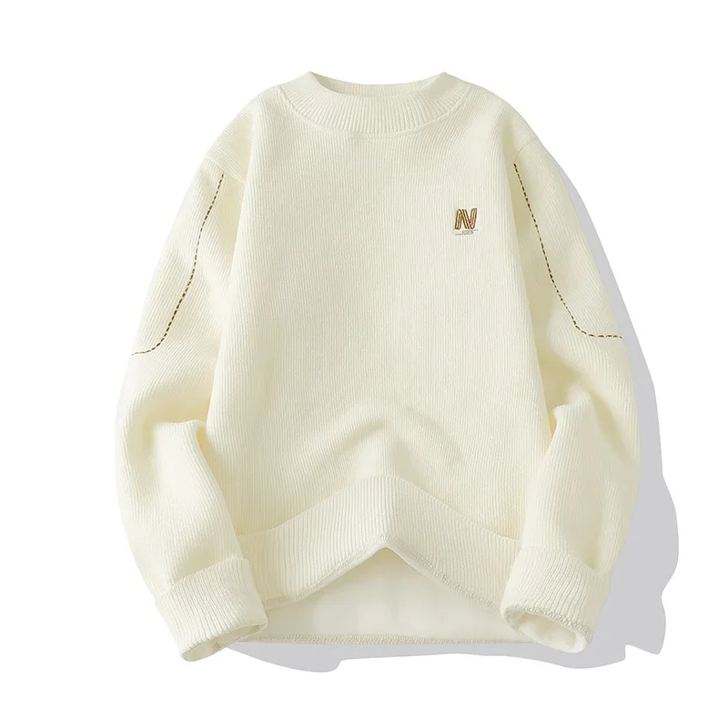 New Warm Autumn Winter Knitwear Round Neck Thicken Bottoming Shirt Knit Sweater Double-sided Pullover Jacket Solid Fashion Tops