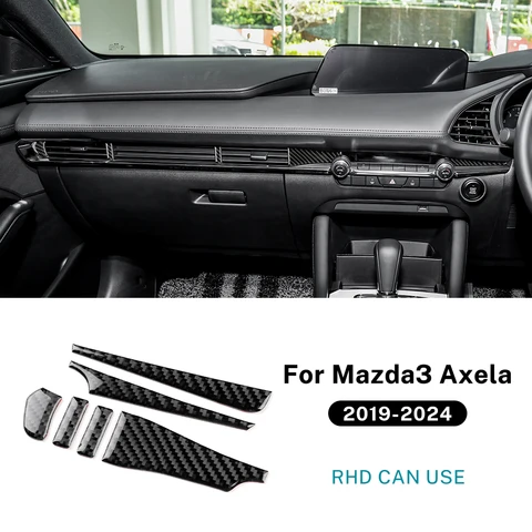 Для Mazda 3 BP Axela 2019 2020 2021 2022 2023 2024 2025 Наклейка из настоящего мягкого углеродного волокна LHD RHD Аксессуары для центральной консоли автомобиля