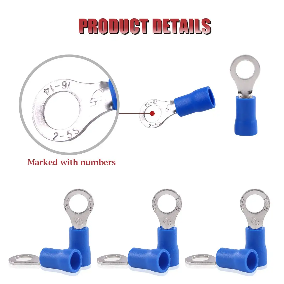 50PCS RV2-6 Ring insulated terminal Cable Wire Connector Electrical Crimp Terminal image 3