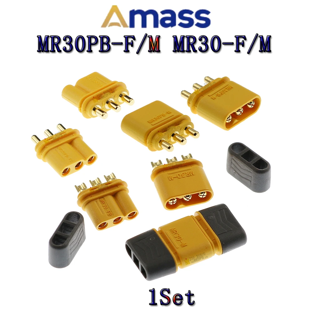 1pcs/LOT Amass MR30  MR30PB-F/M T model airplane Plug Battery Connector Set Male Female Gold Plated Banana Plug for RC Parts