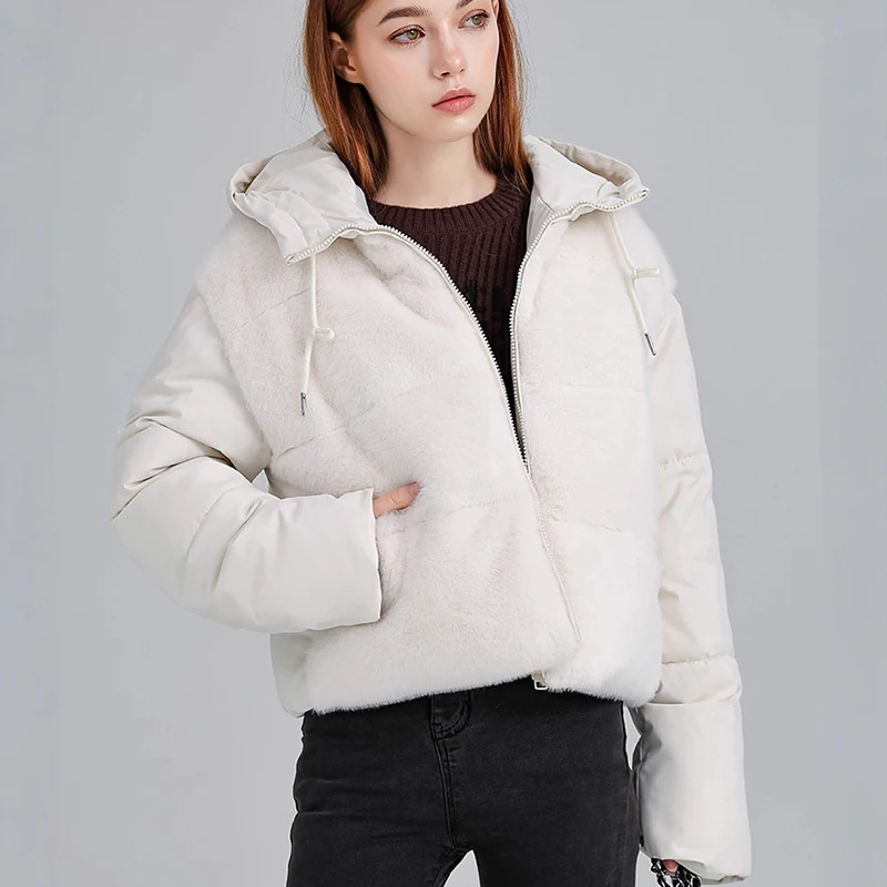 2025 nouvelle veste d'hiver pour femmes à la mode à capuche épaissi chaud coton manteaux couleur unie Simple classique vêtements d'extérieur pour femme