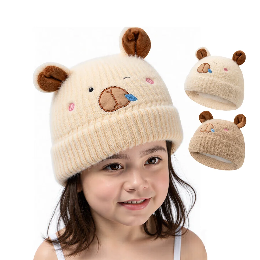 

Шапка с двумя ушками для детей от 0 до 4 лет, милая мультяшная шапка, обеспечивающая удобную защиту ушей для мальчиков и девочек из бархата.