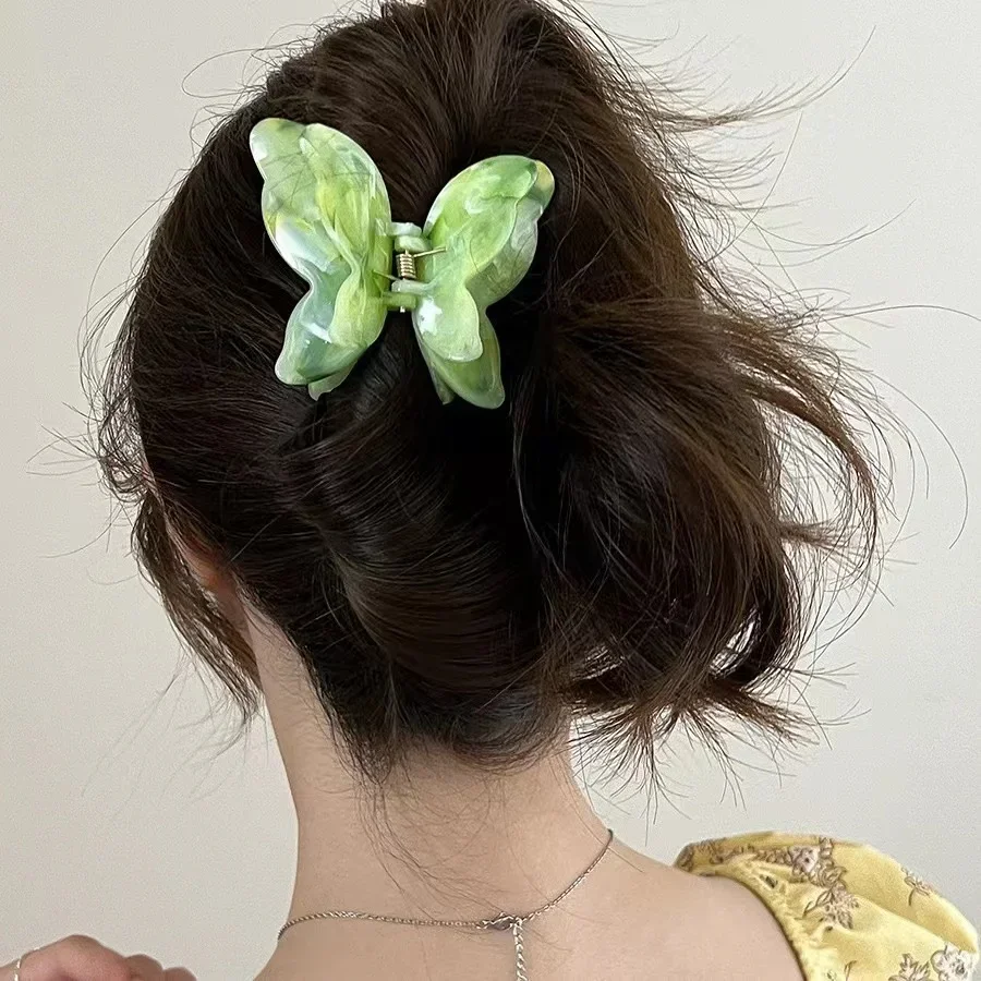 Super fairy three-dimensional butterfly grab clip female 2024 new high-end medium hairpin back head shark clip product crab clip