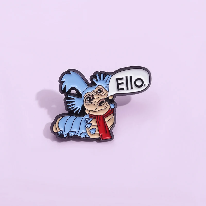 Labyrinth Ello Worm Cartoon Enamel Pins 80’s Cartoon Adventure Movie Character Lapel Badge Clothes Collar Badge Backpack Jewelry