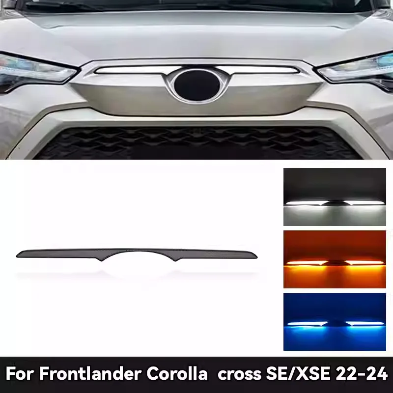 Front Bumper Daytime Running Light For Toyota Frontlander Corolla Cross 2022 Hood Lights Grille Lamp Daylight LED Turn Signal