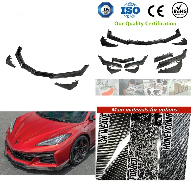 OEM Style Carbon Fiber Front Bumper Lip Splitter with Winglets for Corvette C8 Z06 ERAY 2020-2024