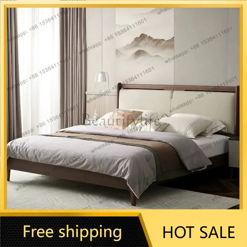 LJY Normal Luxury Double Bed Elegant Brown Designs Girl Italian Double Bed Princess Modern Style Letto Matrimoniale Furniture Ho