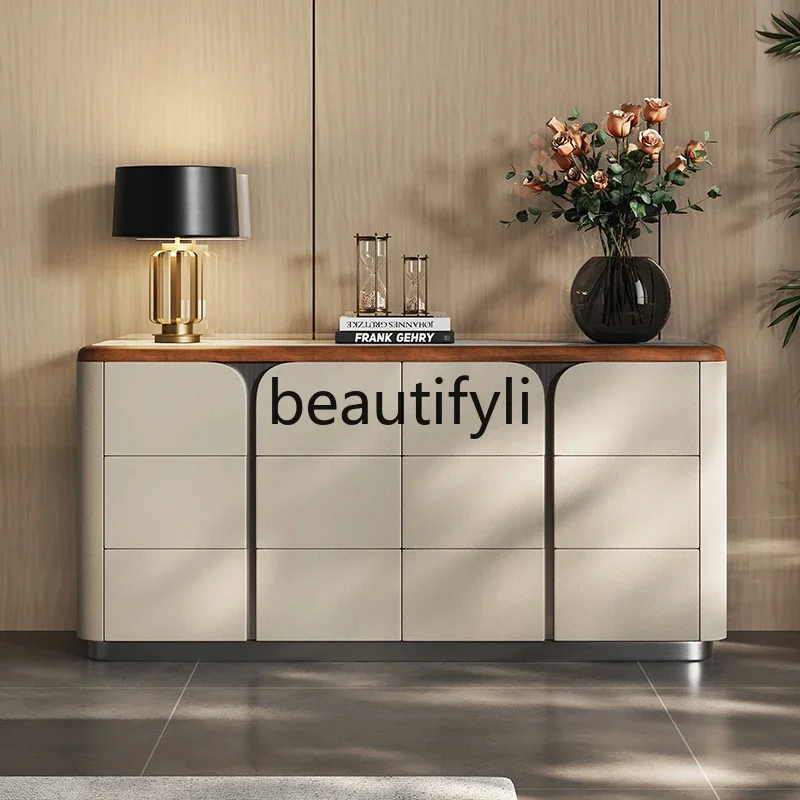 

Italian minimalist six-chest cabinet high-end living room solid wood storage locker