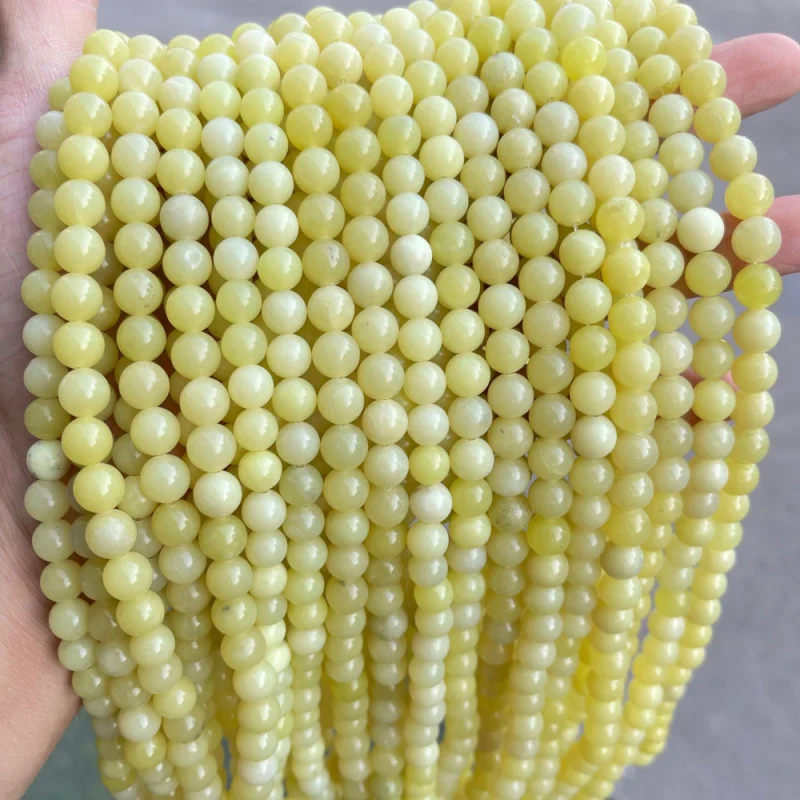 

Natural Ice Transparent Lemon Jade Round Beads Loose Beads DIY Jewelry Accessories Handmade Beads