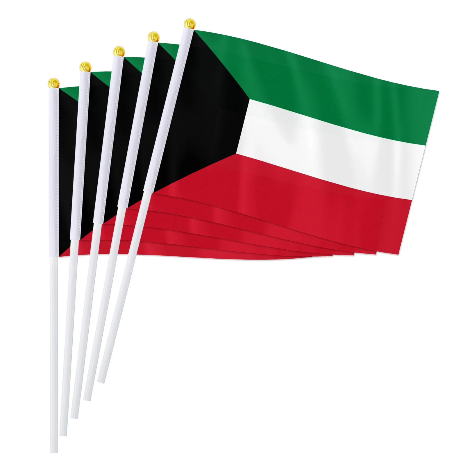 PTEROSAUR 14*21cm Kuwait Hand Flag, Kuwaiti National Flag World Countries Decor Gifts Small Hand Held Waving Flag, 50/100pcs