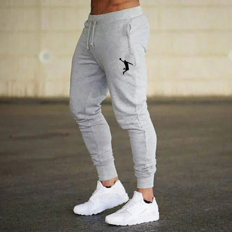 Moletom casual magro masculino, macacão de treino de ginástica, calça longa de treino, calça monocromática, moda, 2024