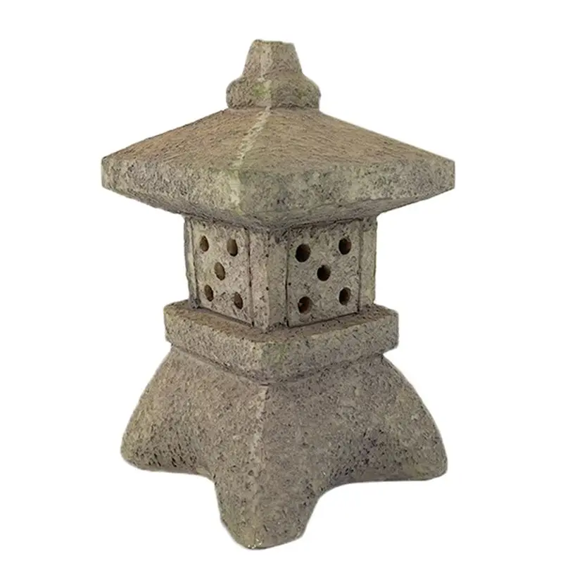 PZHI Solar Powered Resin Pagoda Lantern, Palace Lantern Tower Statue, 11x11x17.5cm, Garden Decoration Lamp, Auto Light, Durable
