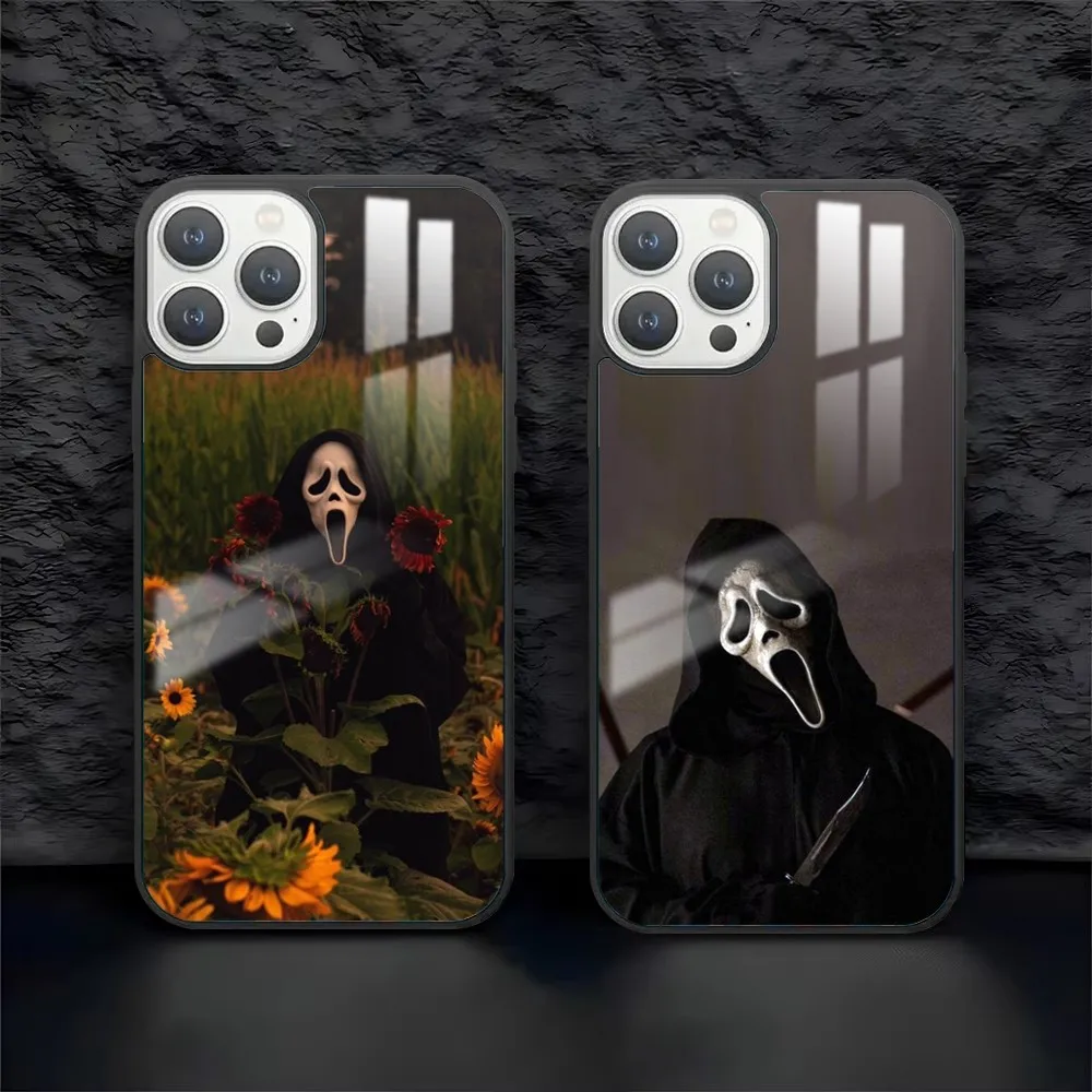 Halloween G-Ghost Face Phone Case For iPhone 16 15 14 13 12 11 Pro Max Plus Mini PC Fashion mirror phone case