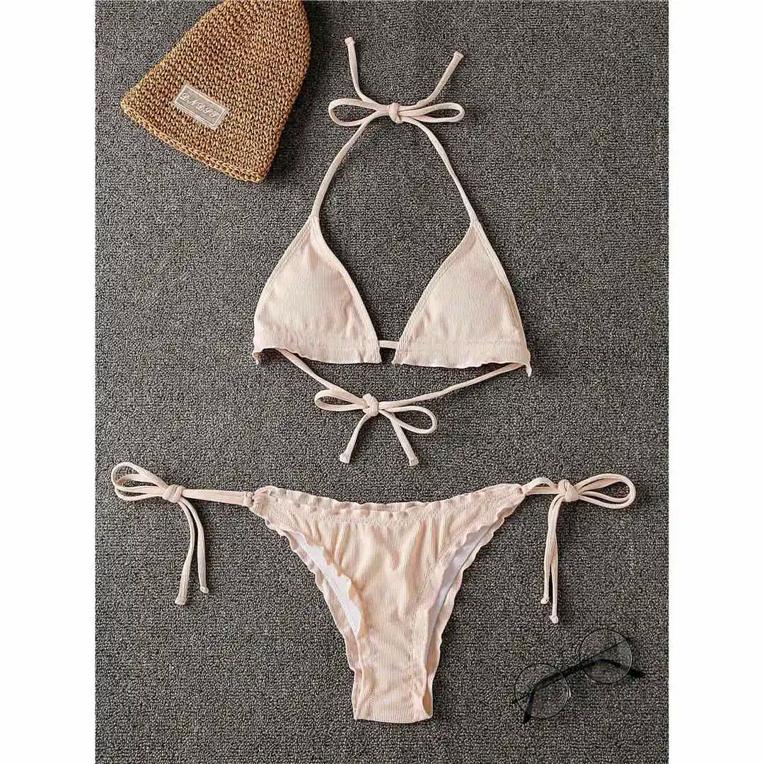 Rüschen-Bikini im brasilianischen Stil, zweiteiliger Badeanzug für Damen, Badebekleidung, Neckholder-Bikini, Badeanzug für Damen, V2817 – Detail 22