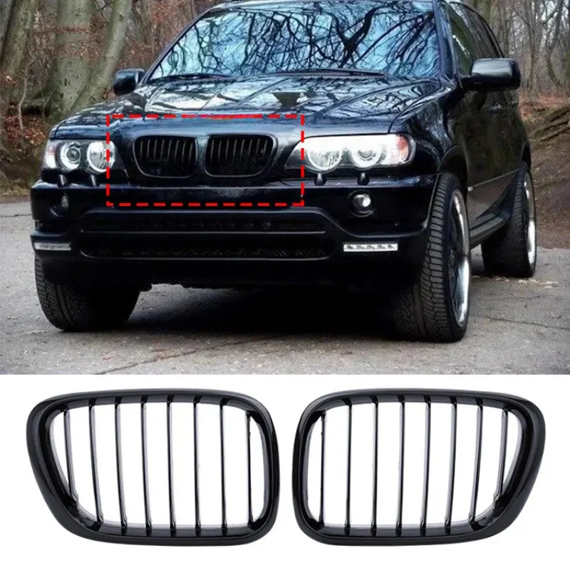 

Front bumper X5 E53, ABS material, E53 single-line black grille (1999-2003 models).
