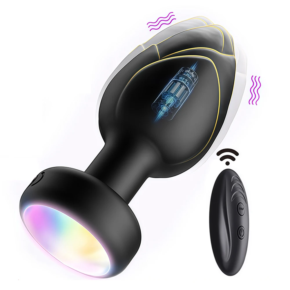 Anal Plug Vibrator Butt Plug Prostate Vibrating Massager Remote Control Female Masturbator Sex Toy For Couple With LED Light_voghion.com