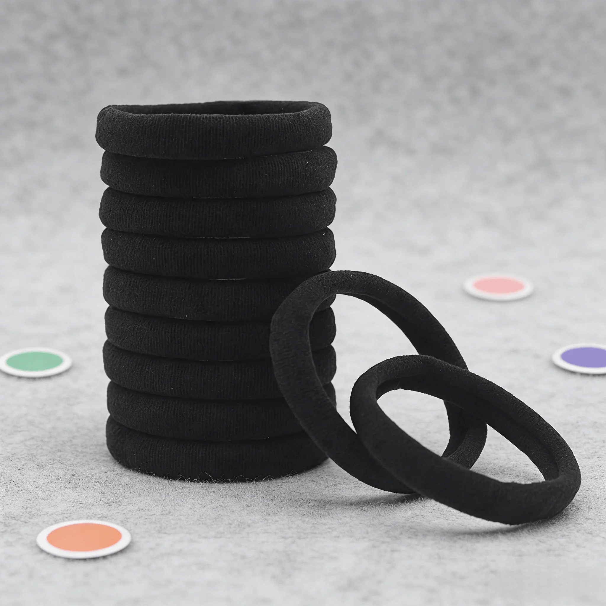 50 Black Hair Bands for Women – High-Quality Elastic Ties, Gentle & Secure – Great for Thick, Thin, Curly or Straight Hair