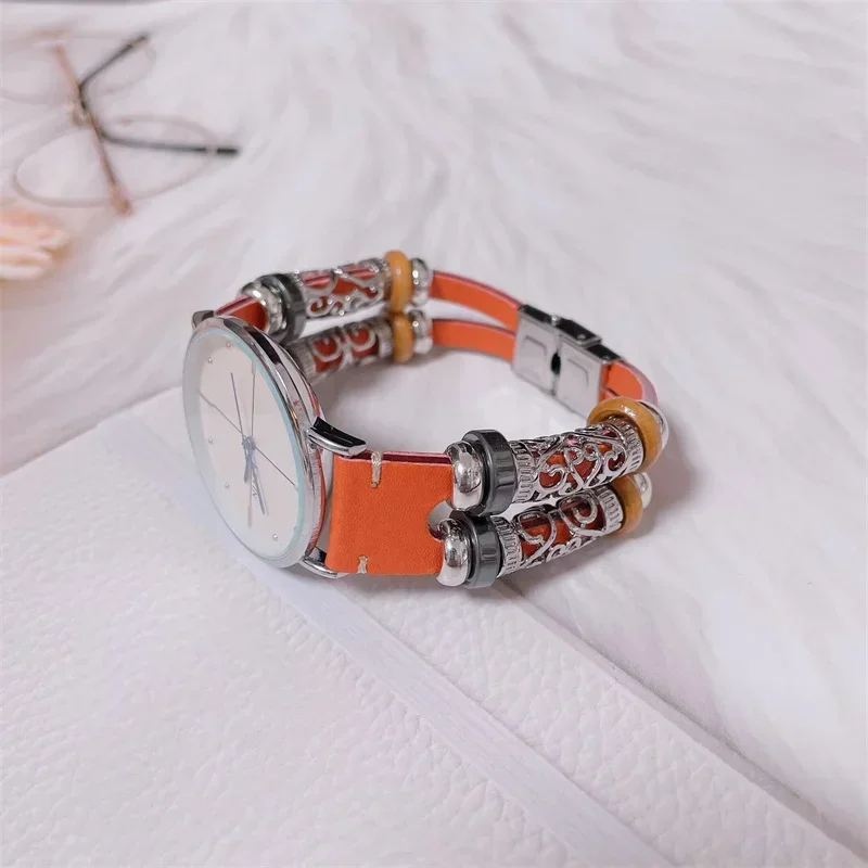 Retro leather band for Samsung Galaxy Watch 7/FE/6/5/4/Classic 20mm 22mm Handmade Bracelet huawei gt 4/Amazfit GTS 4/GTR 4 strap