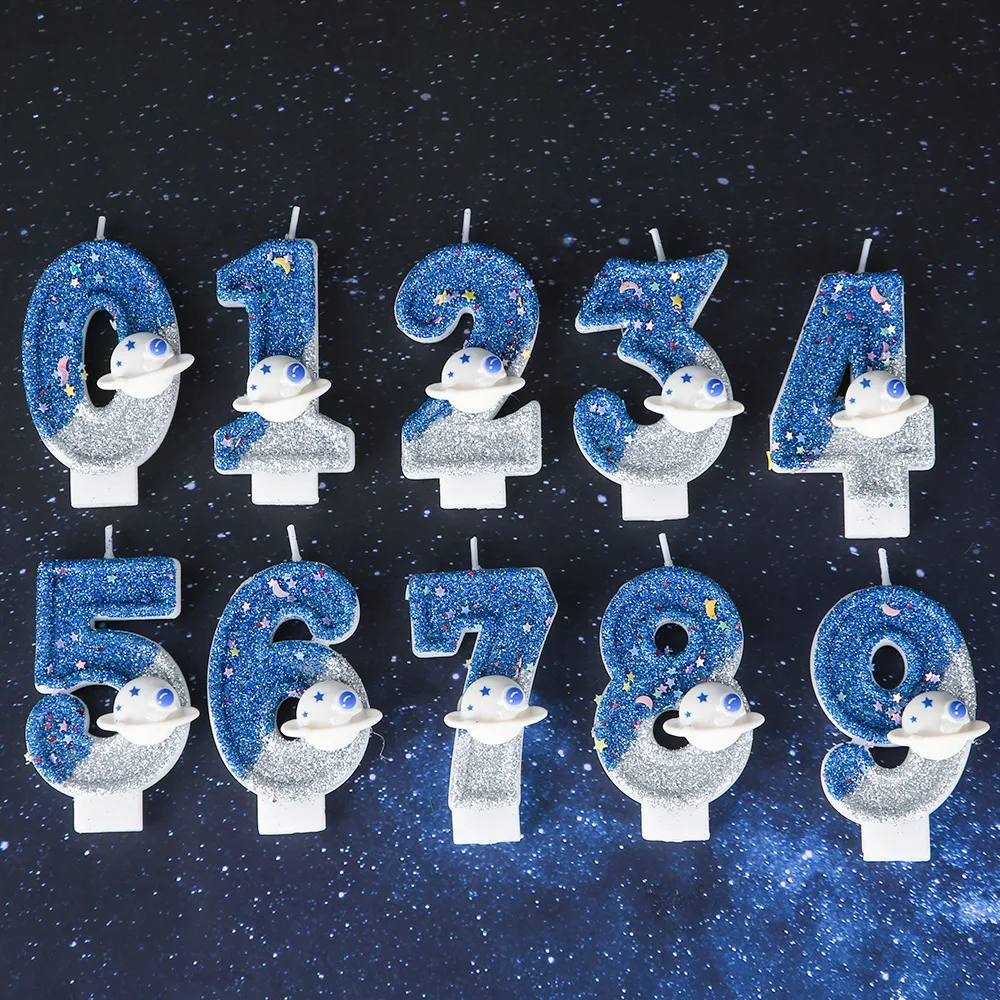 Spaceship Digital Birthday Candles Cake Party Decorative Birthday Candles