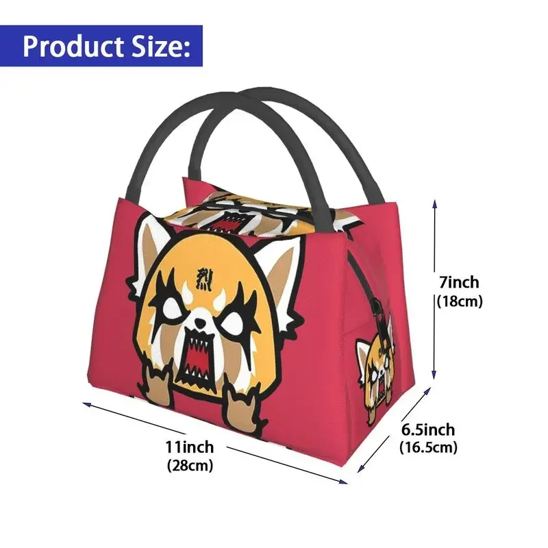 Aggretsuko Anime Manga Borsa per il pranzo termica isolata Donna Aggressive Retsuko Screaming Contenitore per il pranzo riutilizzabile Contenitore per alimenti