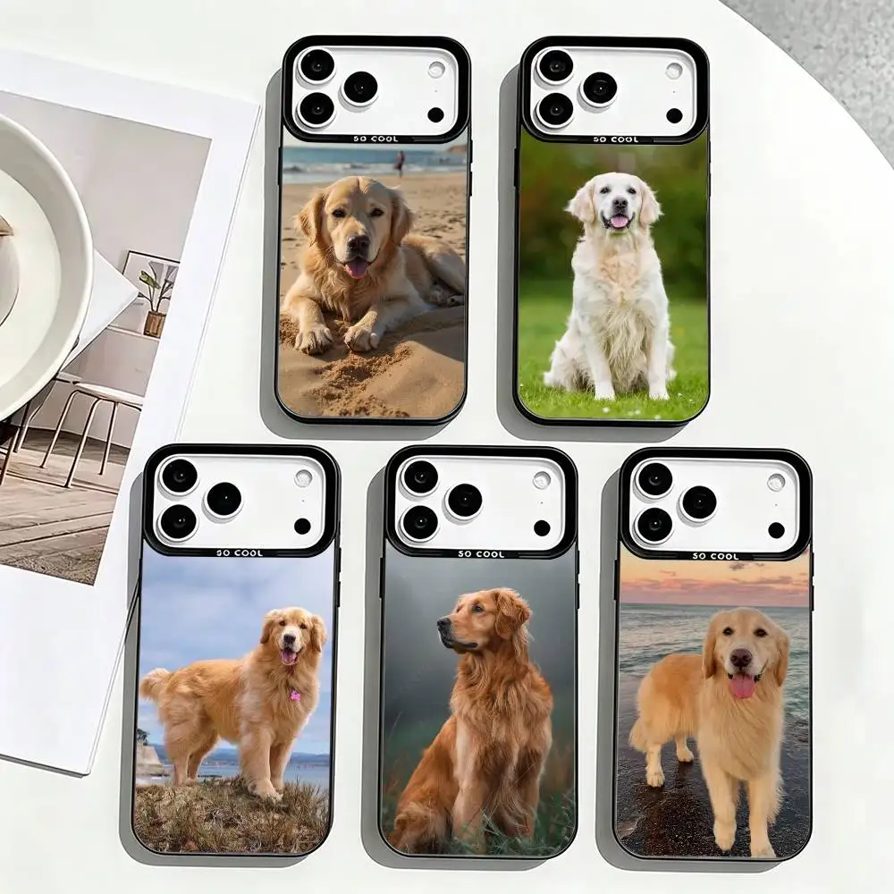 

Golden Retriever Animals Phone Case For iPhone 17,16,15,14,13,12,11 Plus,Pro Max,XS,Colorful Silver Phone case Funda Cover