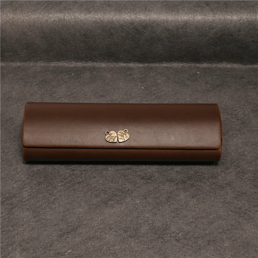 

Vazrobe Brown PU Leather Glasses Case Men Women Vintage Hard Protect Box Brown Cases Retro Wholesale